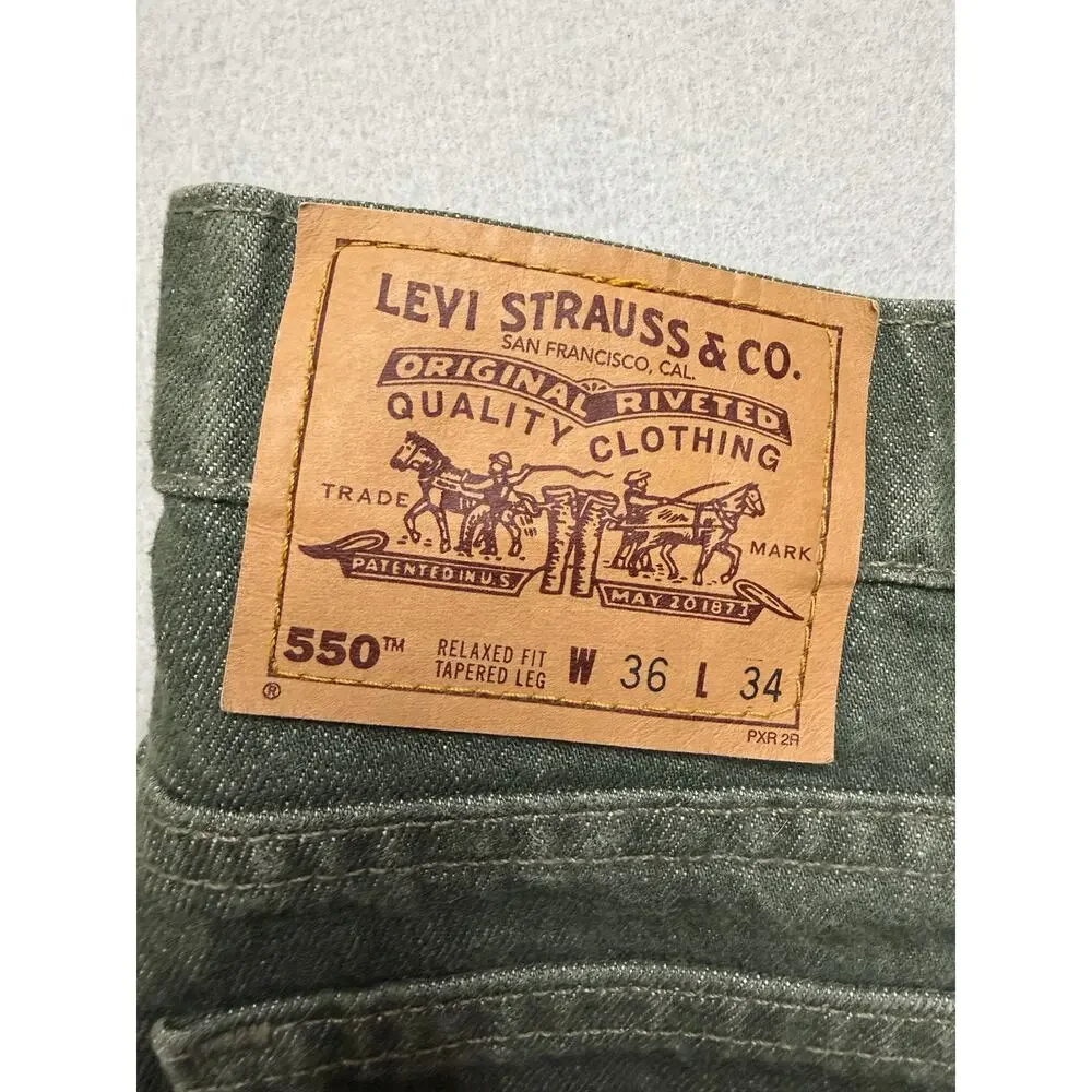 Vintage Levi's 550 Relaxed Fit Tapered Leg Jeans Men's 36x31.5 Green USA 90s‎